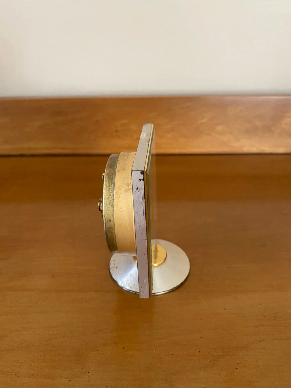 Vintage mid-century Swiss desk alarm clock branded for Hudson's